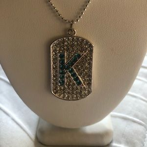 🦋K letter dogtag necklace